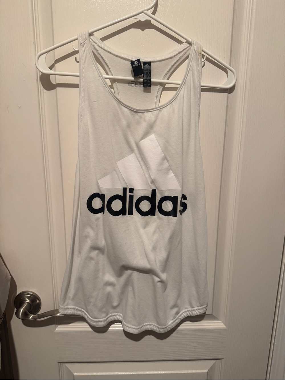adidas White Tank Top with Black Logo